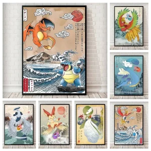 Pokemon Wand Canvas Poster in japanischen Stil - viele Motive