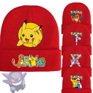 Pokemon Mützen im roten Winter Look - viele Motive
