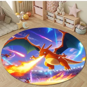 Runder Glurak Teppich – Feuer & Stil für dein Zuhause