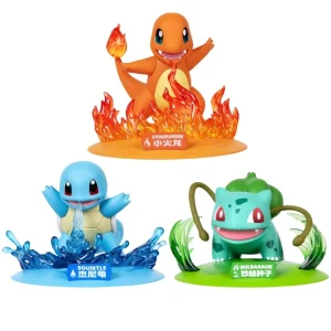 Glumanda, Schiggy oder Bulbasaur Bunte Starter-Pokémon Figuren (ca. 12-14cm)
