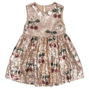 Vestito pailettes ma grand cerise