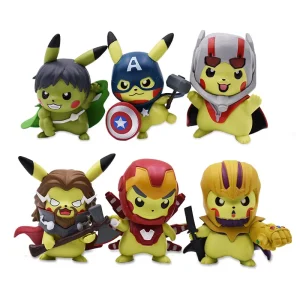 Pikachu Cosplay Iron Man, Thor, Capitan America, Hulk ecc. Figure (circa 10 cm)