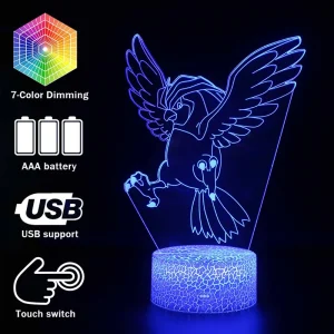 Lampada Pokemon Pidgeot Tauboss, luce notturna, lampada da comodino