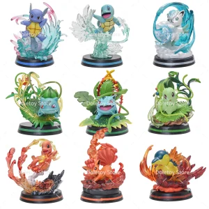 Figure decorative da collezione Pokémon Charmander Squirtle Bulbasaur Chikorita Ivysaur Cyndaquil Vulpix