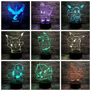 Lampada LED Pokemon Go 3D con cambio colore (luce notturna, lampada da tavolo)